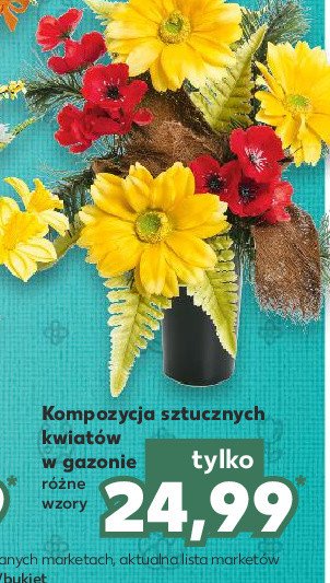 Kompozycja ze sztucznych kwiatów w doniczce promocja