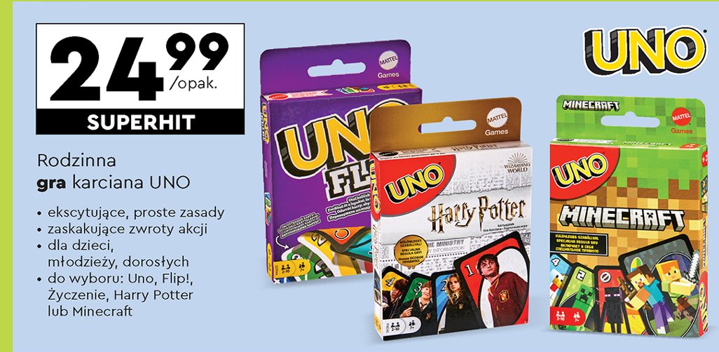 Gra uno harry potter Mattel promocja