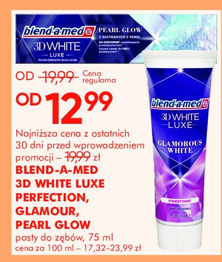 Pasta do zębów instant pearl glow Blend-a-med 3d white luxe promocja