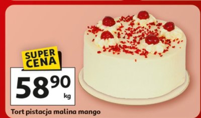 Tort pistacja malina mango promocja w Auchan