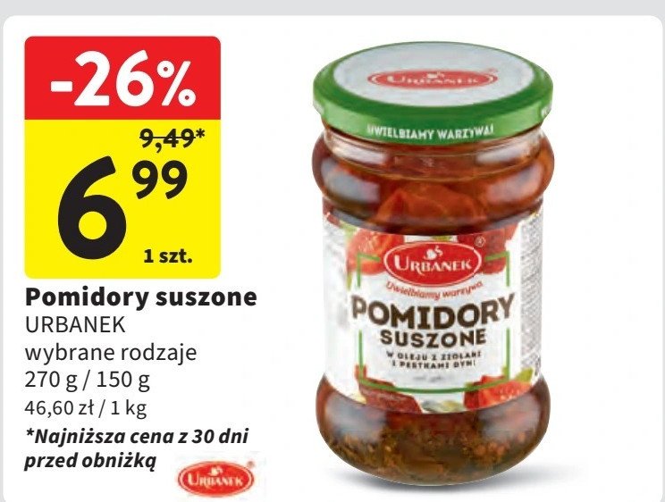 Pomidory suszone w oleju z ziołami Urbanek promocja