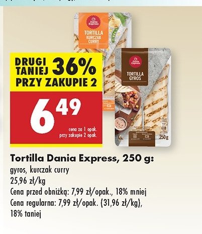 Tortilla gyros Danie express promocja w Biedronka