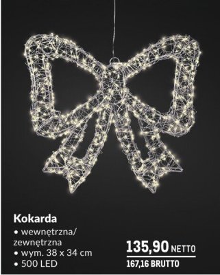 Dekoracja świąteczna Kokarda wewnętrzna/zewnętrzna promocja w Makro