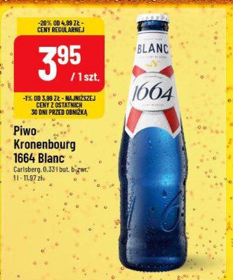Piwo Kronenbourg 1664 Blanc, 0.33l promocja w POLOmarket