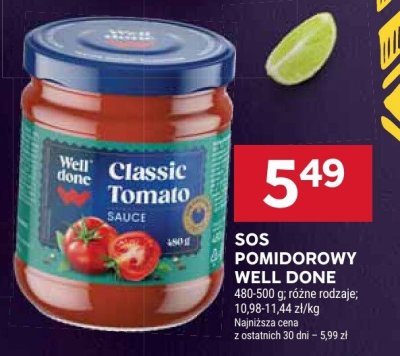 Sos pomidorowy Classic Tomato Sauce Well Done promocja w Stokrotka