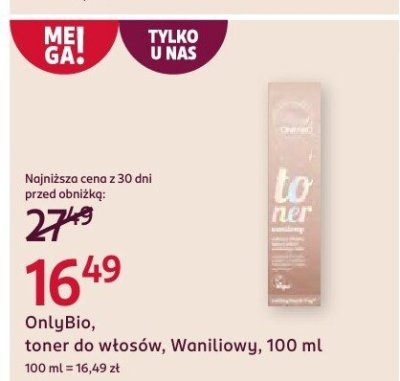 Toner do włosów OnlyBio, Waniliowy, 100 ml promocja w Rossmann