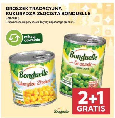 Groszek tradycyjny, kukurydza złocista Bonduelle promocja w Stokrotka