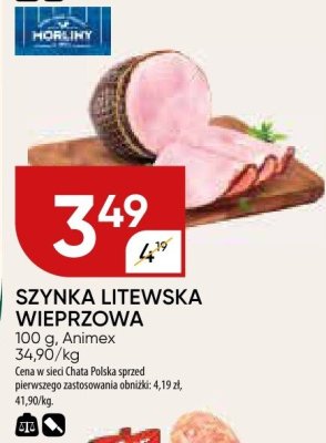 Szynka litewska wieprzowa Animex promocja w Chata Polska