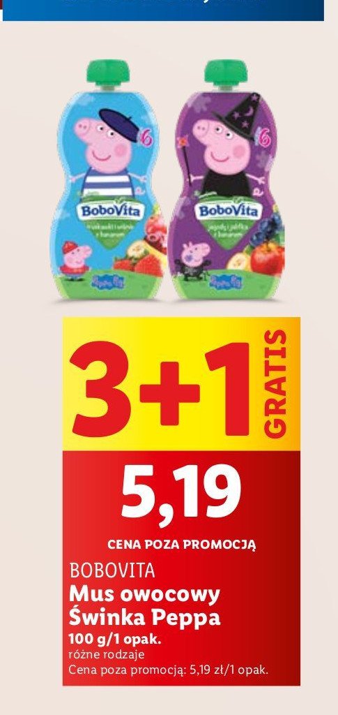 Mus peppa pig jabłko truskawka z bananem Bobovita promocja