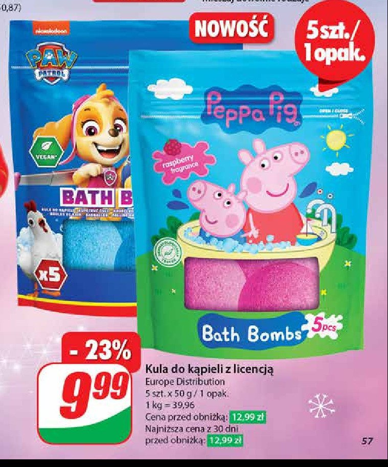 Kule musujące do kąpieli peppa pig promocja w Dino