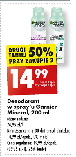 Dezodorant skin + clothes Garnier mineral 6-in-1 protection promocja