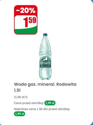 Woda gazowana mineralna 1,5 l promocja w Dino