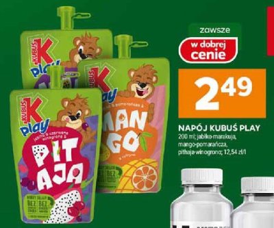 Napój Kubuś Play różne rodzaje promocja w Stokrotka