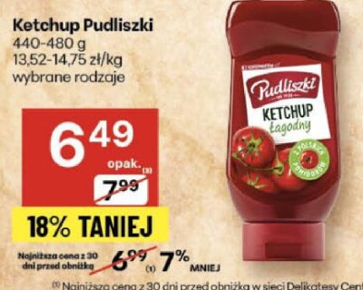 Ketchup Pudliszki promocja w Delikatesy Centrum