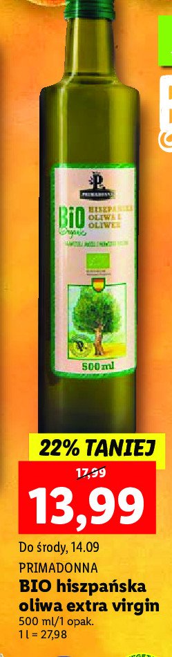 Oliwa z oliwek extra virgin Primadonna promocja