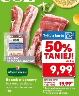Boczek wieprzowy bez kości, ze skórą promocja w Kaufland