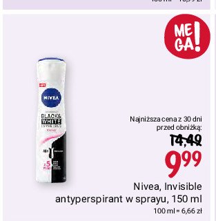 Antyperspirant clear Nivea invisible black & white promocja w Rossmann