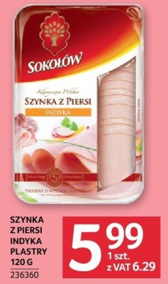 Szynka Sokołów z piersi indyka plastry 120 g promocja w Selgros