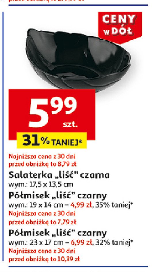 Salaterka liść 17.5 x 13.5 cm czarna promocja w Auchan