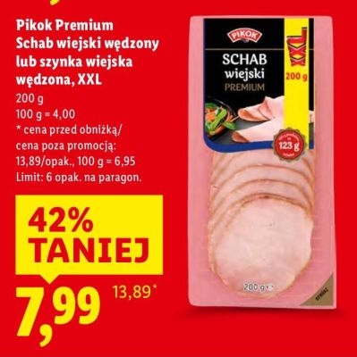 Schab wiejski wędzony lub szynka wiejska wędzona XXL Pikok Premium promocja w Lidl
