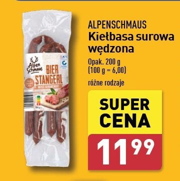 Kiełbasa surowa wędzona Alpenschmaus promocja w Aldi