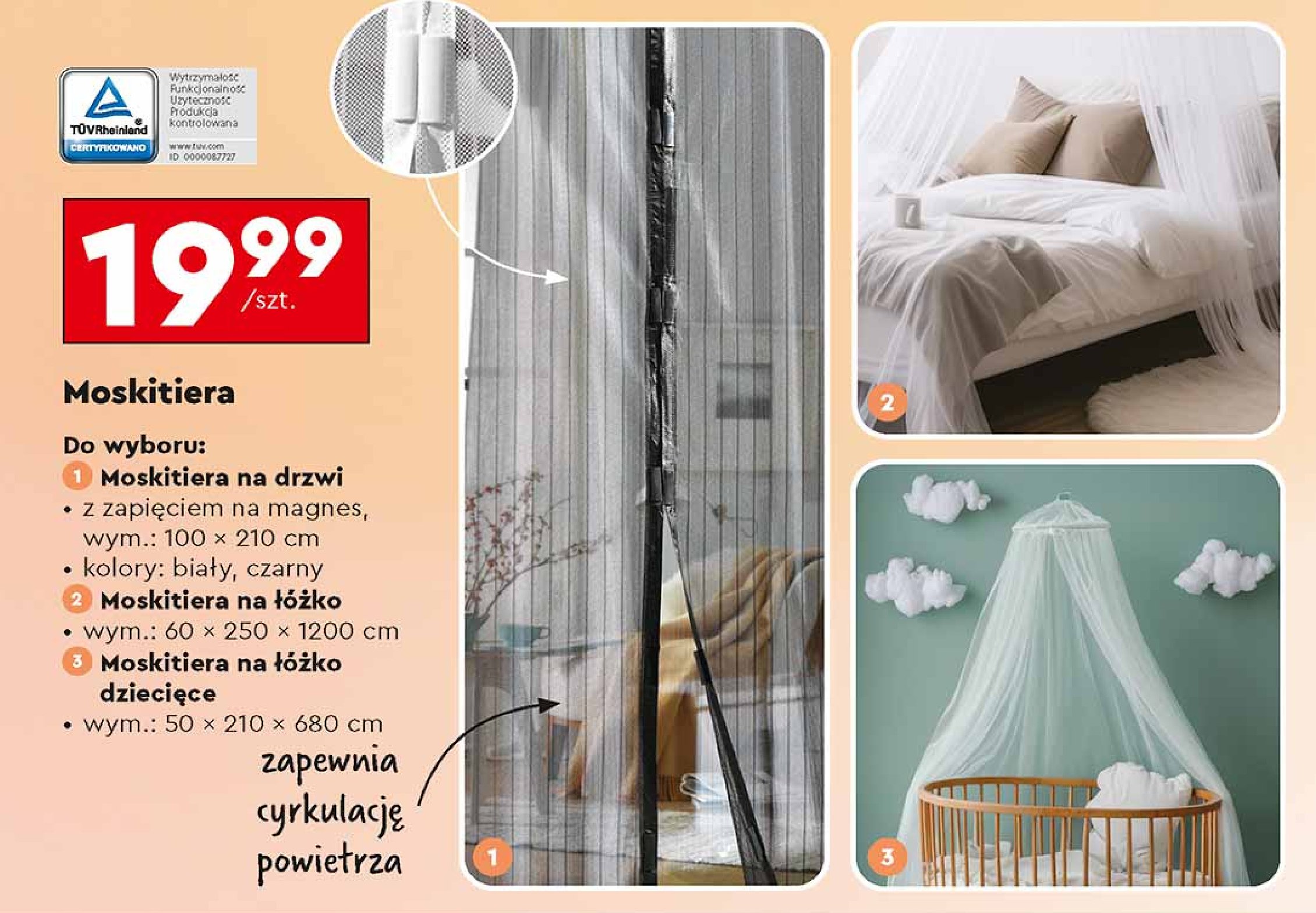 Moskitiera drzwiowa 100 x 210 cm promocja w Biedronka