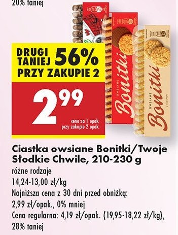 Ciastka owsiane z czekoladą mleczną Bonitki promocja
