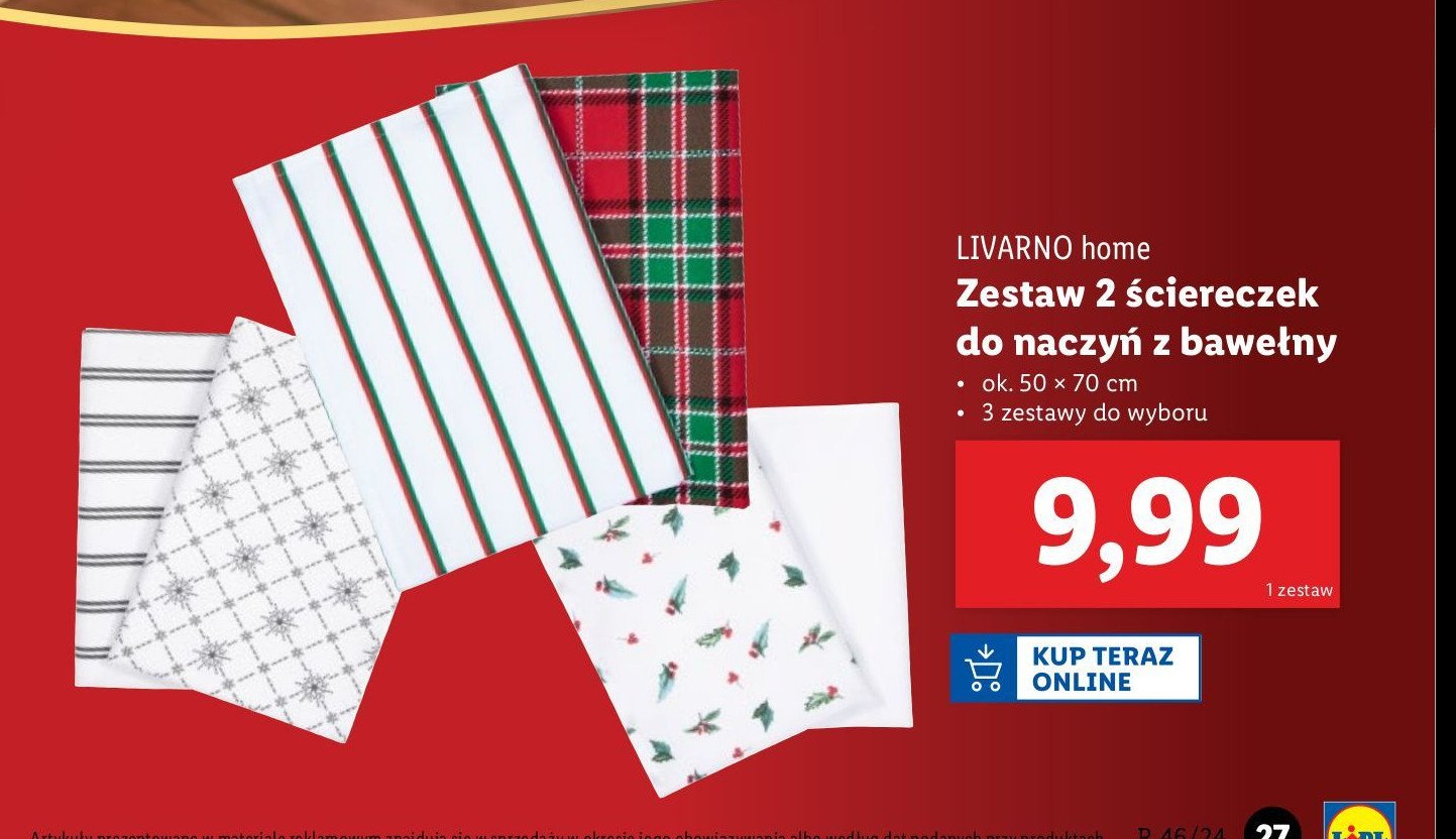 Ściereczki do naczyń z bawełny 50 x 70 cm LIVARNO HOME promocja