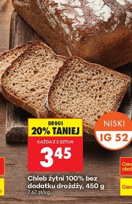 Chleb żytni 100% bez dodatku drożdży 450 g promocja w Biedronka