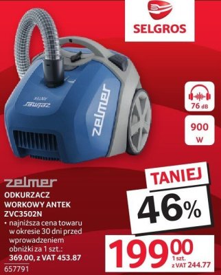 Odkurzacz workowy ANTEK ZVC350ZM zelmer promocja w Selgros