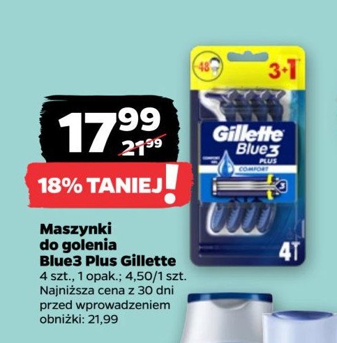 Maszynka do golenia GILLETTE BLUE 3 PLUS promocja w Netto