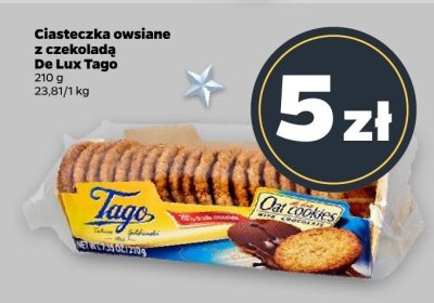 Ciasteczka owsiane z czekoladą De Lux  promocja w Netto
