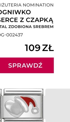Ogniwko Serce z czapką stal zdobiona srebrem promocja w Briju