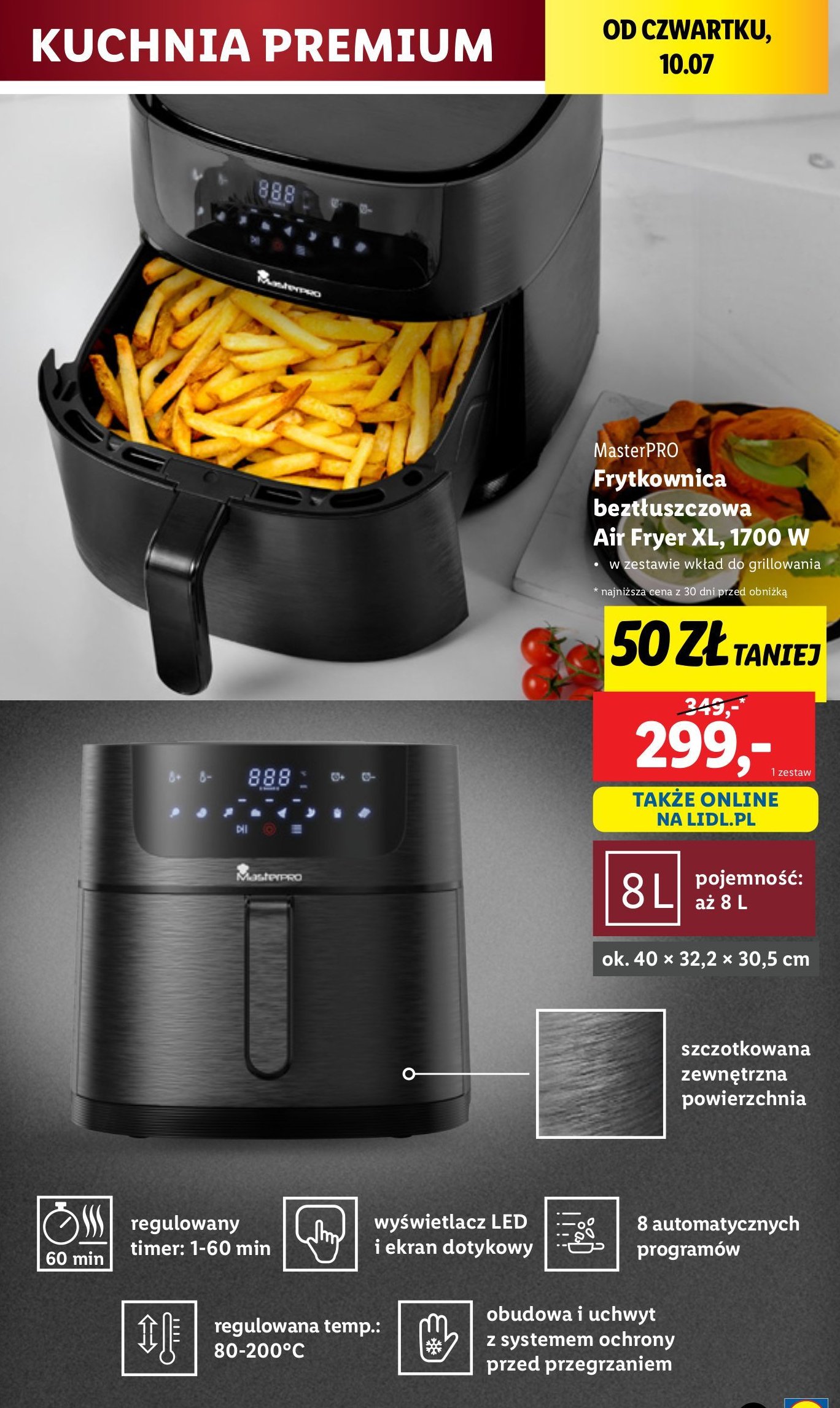 Frytkownica beztłuszczowa 1700w Masterpro promocja w Lidl