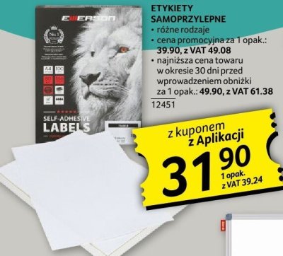 Etykiety samoprzylepne promocja w Selgros