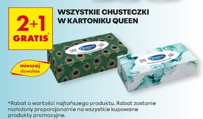 Chusteczki Queen w kartoniku różne rodzaje 2+1 gratis promocja w Biedronka