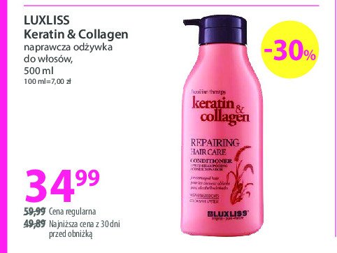 Odżywka do włosów z keratyną i kolagenem Luxliss promocja w Hebe