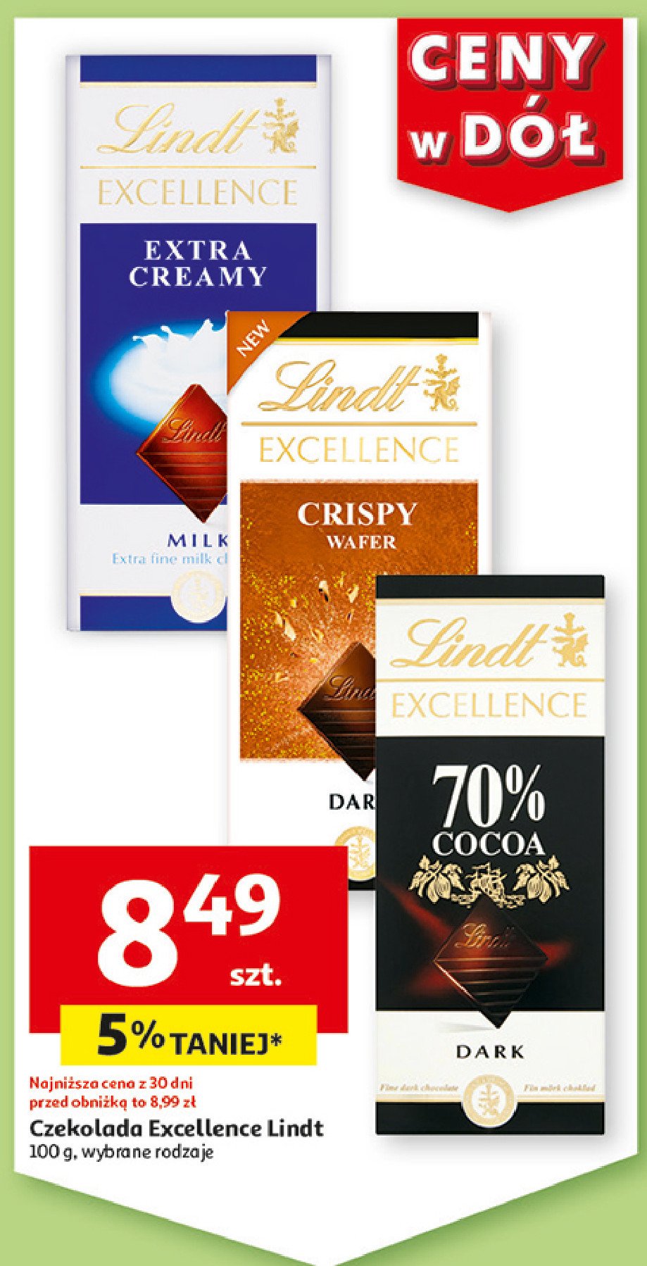 Czekolada Lindt Excellence 70% cacao promocja w Auchan