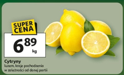 Cytryny luzem, kraje pochodzenia w zależności od danej partii promocja w Auchan