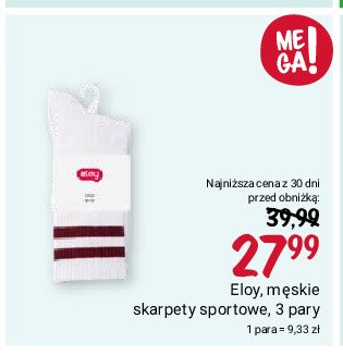 Skarpety sportowe m臋skie 40-45 bia艂e w paski Eloy promocja