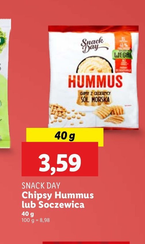 Chipsy z ciecierzycy o smaku hummusa Snack day promocja