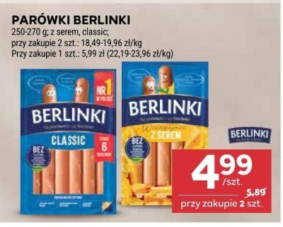 Parówki Berlinki classic, z serem promocja w Stokrotka