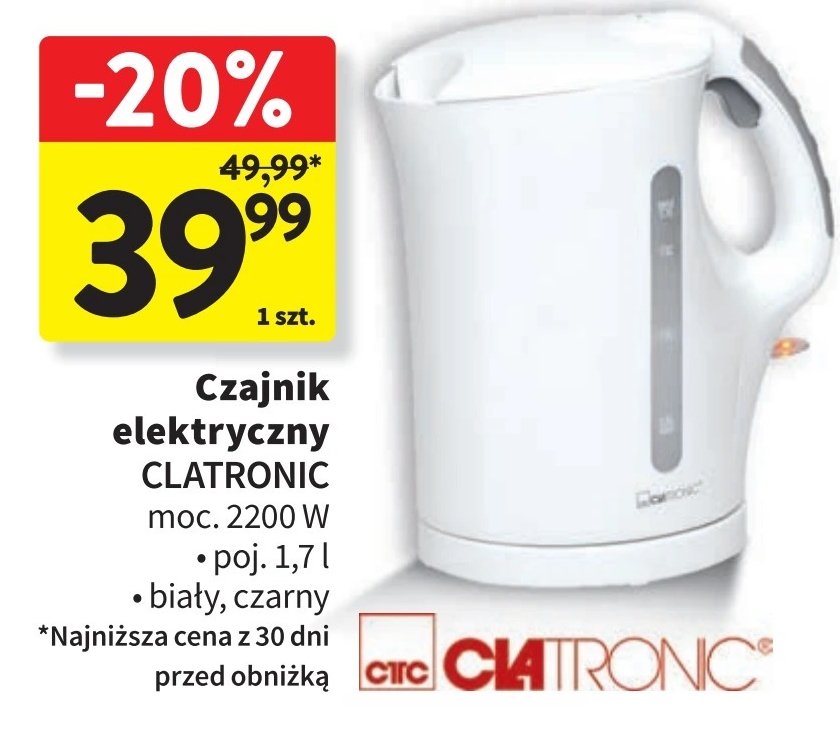 Czajnik elektryczny 1.7 l Clatronic promocja w Intermarche