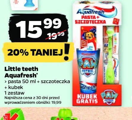 Pasta do zębów + szczoteczka do zębów + kubek Aquafresh kids promocja