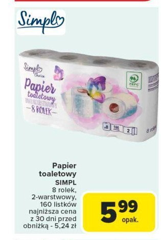 Papier toaletowy dwuwarstwowy Simpl promocja w Carrefour