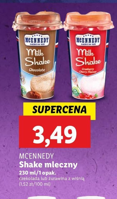 Shake mleczny czekolada Mcennedy promocja