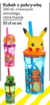 Kubek z pokrywką 360 ml różne licencje (Paw Patrol, Pokémon) promocja w Tedi