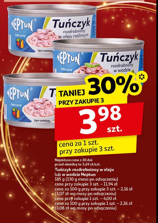 Tuńczyk rozdrobniony w wodzie Neptun promocja w Auchan