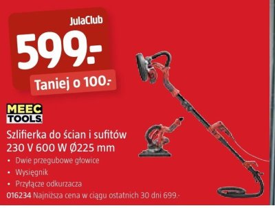 Szlifierka do ścian i sufitów MEEC TOOLS 230 V 600 W Ø225 mm promocja w Jula