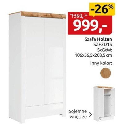Szafa Holten SZF2D1S promocja w Black Red White